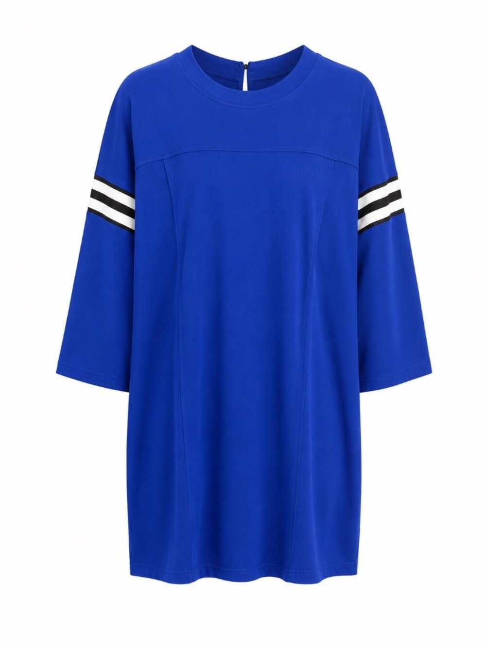 GSTQ Tapered Striped Midi Dress Blue 1XL With Back Zipper Closure